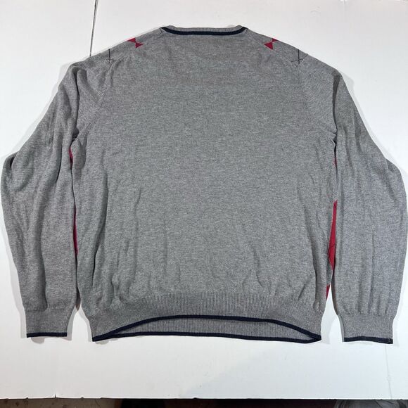 Brooks Brothers Argyle Diamond Red Grey V-Neck Sweater Men's Size XL - Picture 6 of 6